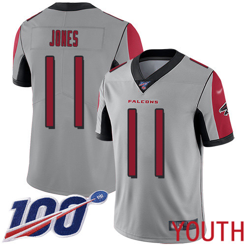 Atlanta Falcons Limited Silver Youth Julio Jones Jersey NFL Football #11 100th Season Inverted Legend->youth nfl jersey->Youth Jersey